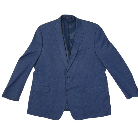 Lauren Ralph Lauren Preppy Plaid Blazer‎ Sport Coat Two Button Blue Size 44R